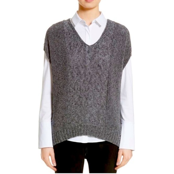 Lafayette 148 New York Sweaters - Lafayette 148 New York | Drop Hem Knit Gun Metal Gray Sweater Vest Size Large